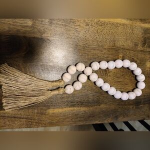 Distressed Pink Wood Beads with Tassel 17" Farmhouse Countrycore Cottage Cowgirl